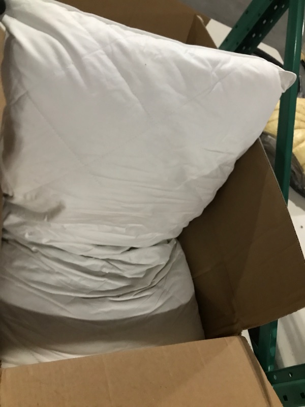 Photo 3 of 2 Pack White Goose Feather Bed Pillow - Soft 600 Thread Count 100%Cotton, Medium Firm,Soft Support Surround Fill Polyester King Size,White Solid King (Pack of 2) White