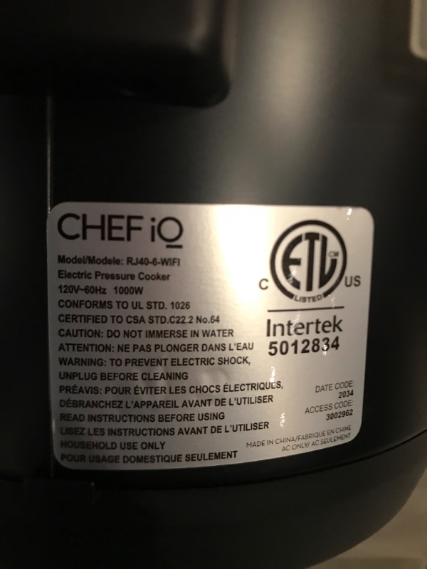 Photo 6 of CHEF iQ Smart Pressure Cooker 10 Cooking Functions & 18 Features, Built-in Scale, 1000+ Presets & Times & Temps w/App for 600+ Foolproof Guided Recipes, Rice & Slow Electric MultiCooker, 6 Qt