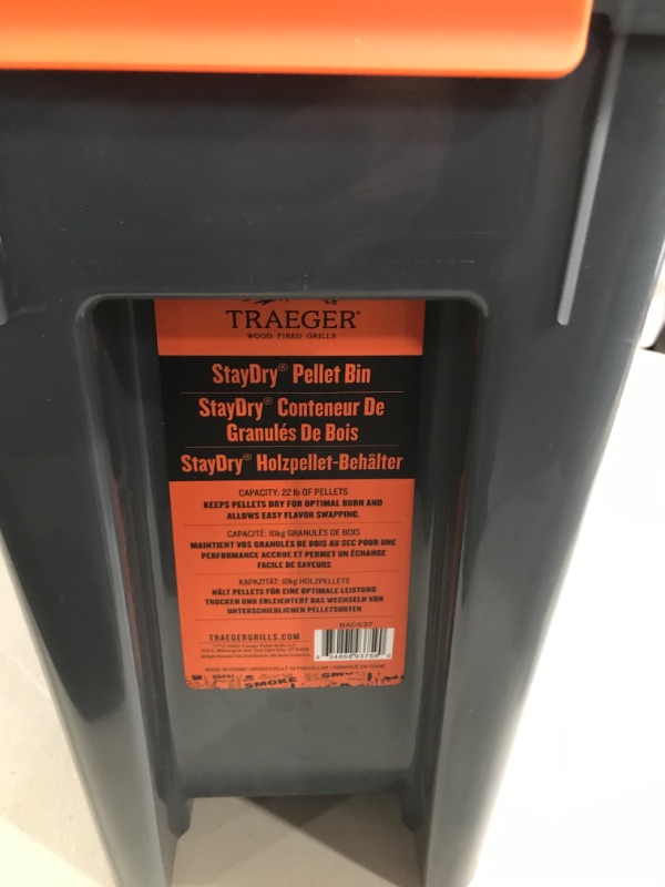 Photo 2 of Traeger Pellet Grills BAC637 Stay Dry Pellet Bin, Wood Pellet Storage with Locking Lid, Black