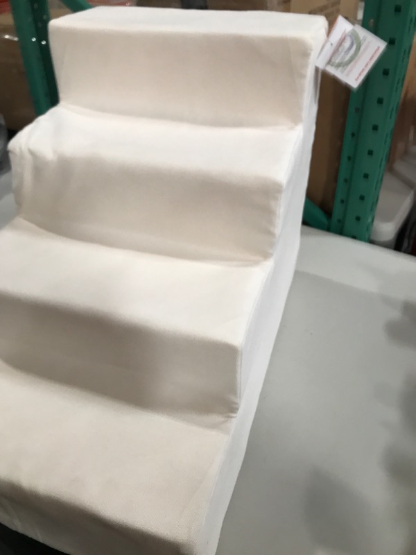 Photo 2 of Best Pet Supplies Foam Pet Steps for Small Dogs and Cats, Portable Ramp Stairs for Couch, Sofa, and High Bed Climbing, Paw Safe 4-Step (H: 18") Ivory