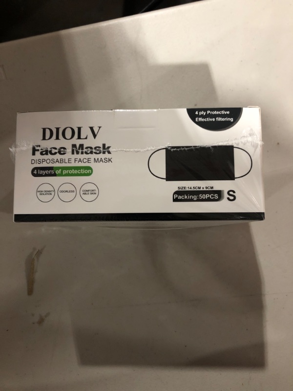 Photo 2 of DIOLV 50 Pcs Disposable Face Mask 3 Layer Protective Masks Black
