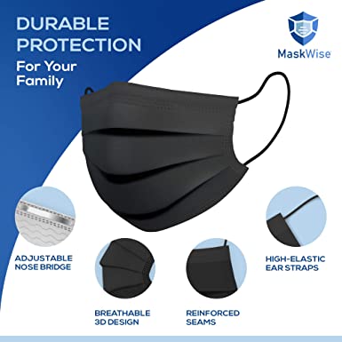 Photo 1 of MASKWISE Disposable Face Masks | 3Ply Adults Masks for Home, Office, School, and Outdoors| Pack of 50
