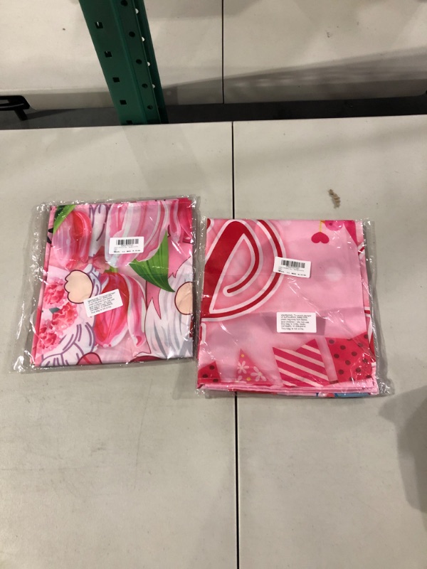 Photo 2 of Happy Mother's Day Banner Backdrop 73 x 43 Inches Mother's Day Decorations Gnomes Tulip Heart Photographic Studio Photo Backgrounds Pink Flower Background Gnome Photography Background for Party