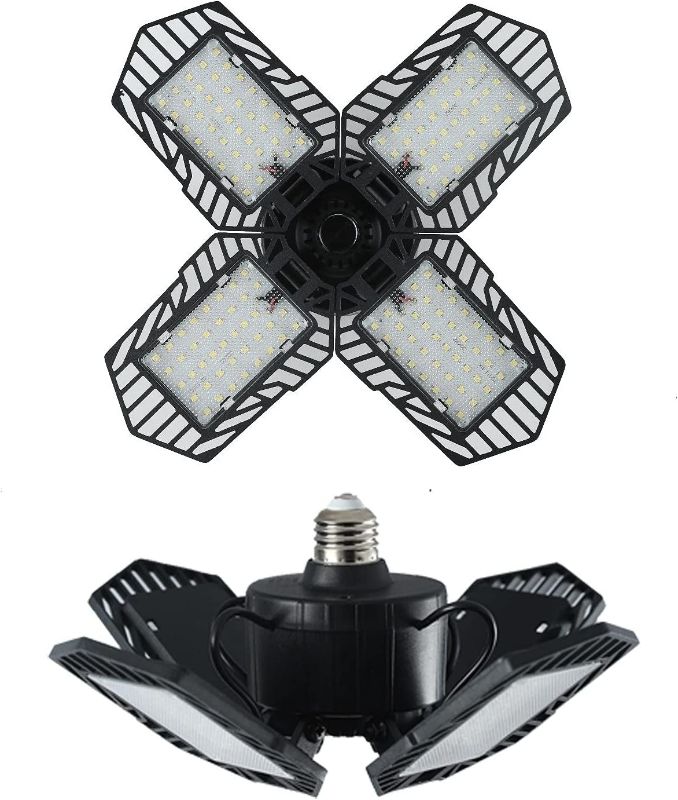 Photo 1 of BAJYOJI Led Garage Light, 100w Transformable Garage Light, 4-Leaf Fan Aluminum Adjustable Panel 10000lm, E26, E27 6500k Natural Light Garage Ceiling Light