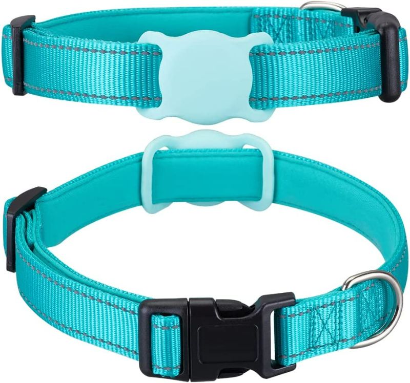 Photo 1 of AirTag Cat Collar, Animire Soft Neoprene Padded Air Tag Collar for Extra Small Dogs, Nylon Puppy Pet Collar with Silicone AirTag Case Holder Accessories, 8"-12" Neck