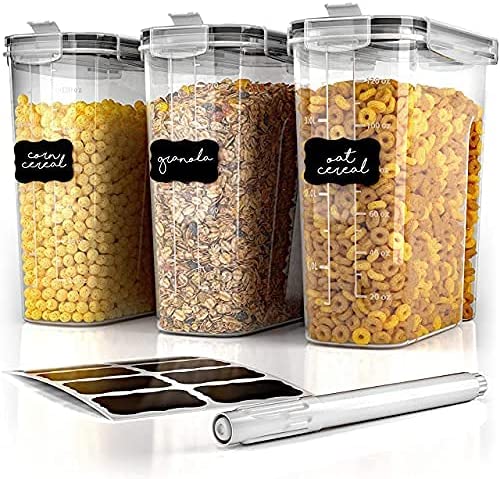 Photo 1 of Simple Gourmet Cereal Containers Storage Set - 3 Airtight Dry Food Bins with Lids for Kitchen Pantry