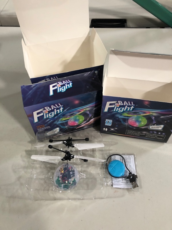 Photo 2 of Flying Ball Toys, Flying Spinner Remote Control Helicopter Built-in LED Flashing Light Drone Infrared  (2 pack)