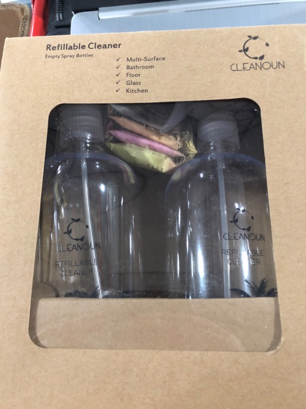 Photo 2 of CLEANOUN All Purpose Cleaner Refill (10 PACK) – Makes 250 fl oz totals(10x25 fl oz bottle of cleaner) Bathroom, Floor, Kitchen, Glass, and Window Cleaner - Eco Friendly Products (10 Tabs + 2 Bottles)