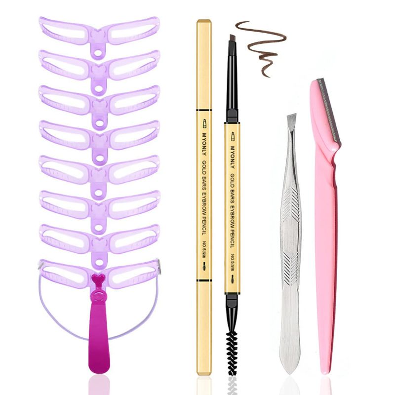 Photo 1 of 2 Pack of Eyebrow Pencil,Professional Brow Pencil Kit with Brow Stencils and Eyebrow Knife ,Waterproof Eyebrow Makeup with two sets in each pack