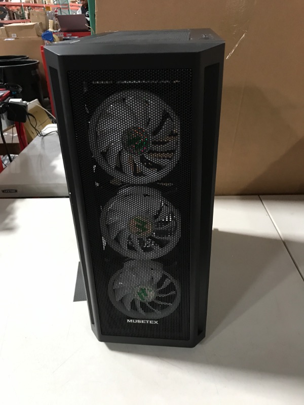 Photo 3 of MUSETEX Mid-Tower ATX PC Case Pre-Installed 6pcs 120mm ARGB Fans, Mesh Computer Gaming Case,