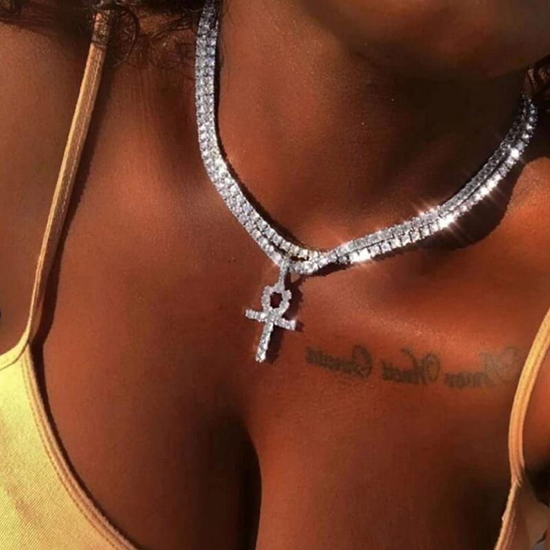 Photo 1 of Zoestar Rhinestone Choker Necklace Layered Crystal 