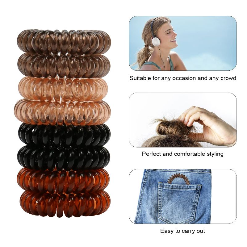 Photo 1 of Spiral Hair Ties, 9Pcs Phone Cord Hair Ties Accessorie