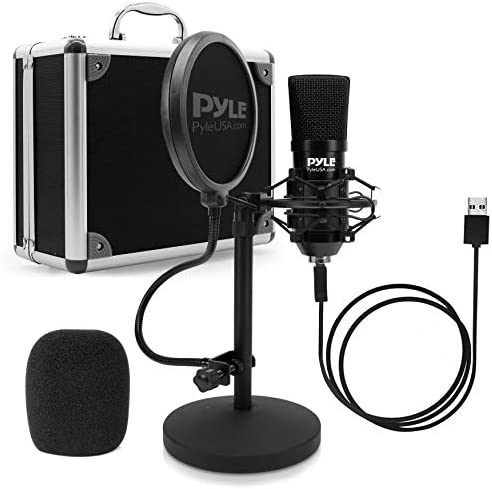 Photo 1 of Pyle USB Microphone Podcast Recording Kit - Audio Cardioid Condenser Mic w/Desktop Stand and Pop Filter - for Gaming PS4, Streaming, Podcasting, Studio, YouTube, Works w/Windows Mac PC PDMIKT120