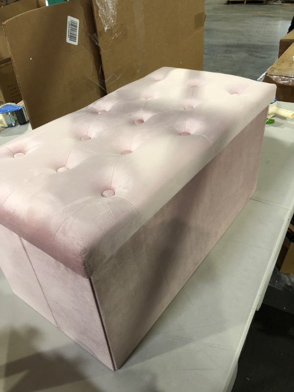 Photo 2 of  Folding Storage Ottoman,  Pink Large