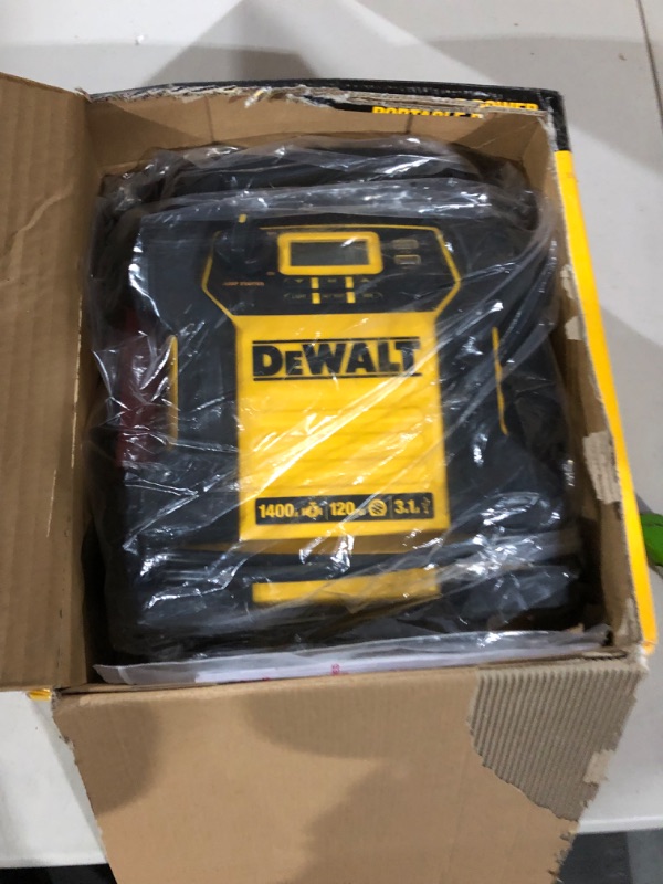 Photo 2 of *NEW*DEWALT DXAEJ14 Digital Portable Power Station Jump Starter: 1400 Peak/700 Instant Amps, 120 PSI Digital Air Compressor, 3.1A USB Ports, Battery Clamps , Yellow