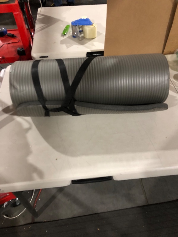 Photo 3 of *SEE NOTES*  All Purpose  Extra Thick High Density Exercise Yoga Mat with Carrying Strap Gray Retail Packaging