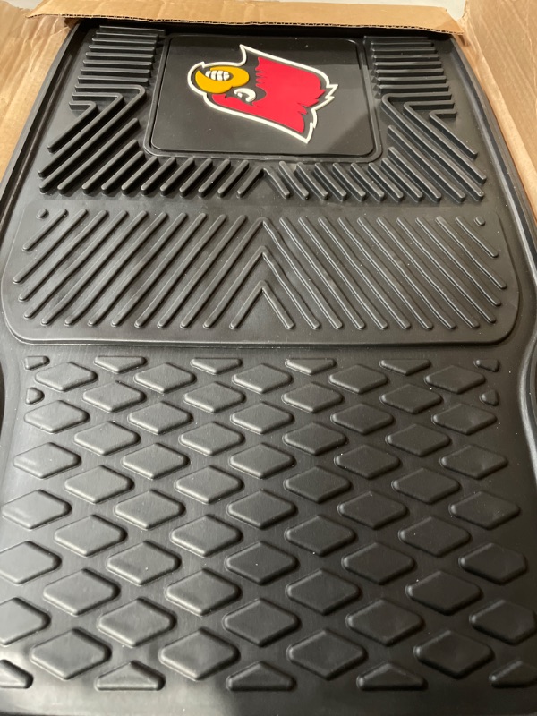 Photo 2 of FANMATS 8916 Louisville Cardinals 2-Piece Heavy Duty Vinyl Car Mat Set, Front Row Floor Mats, All Weather Protection, Universal Fit, Deep Resevoir Design