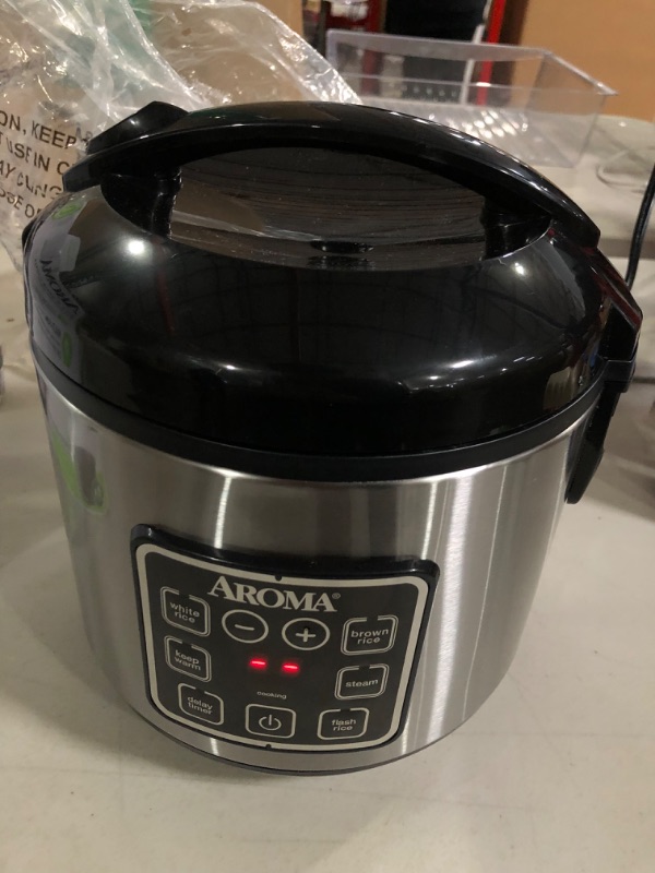 Photo 2 of Aroma Housewares ARC-914SBD Digital Cool-Touch Rice Grain Cooker and Food Steamer, Stainless, Silver, 4-Cup (Uncooked) / 8-Cup (Cooked) Basic