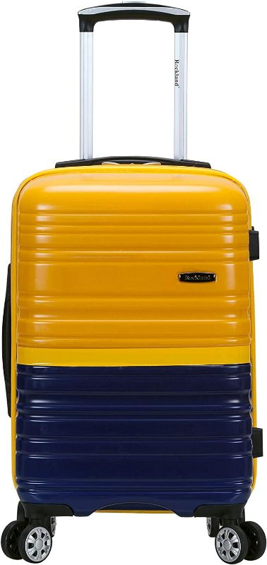 Photo 1 of **USED** SCATCHES AND MARKS AND SIGNS OF SOME USED ON LUGGAGE*** Rockland Melbourne Hardside Expandable Spinner Wheel Luggage, Two Tone Navy, Carry-On 20-Inch
