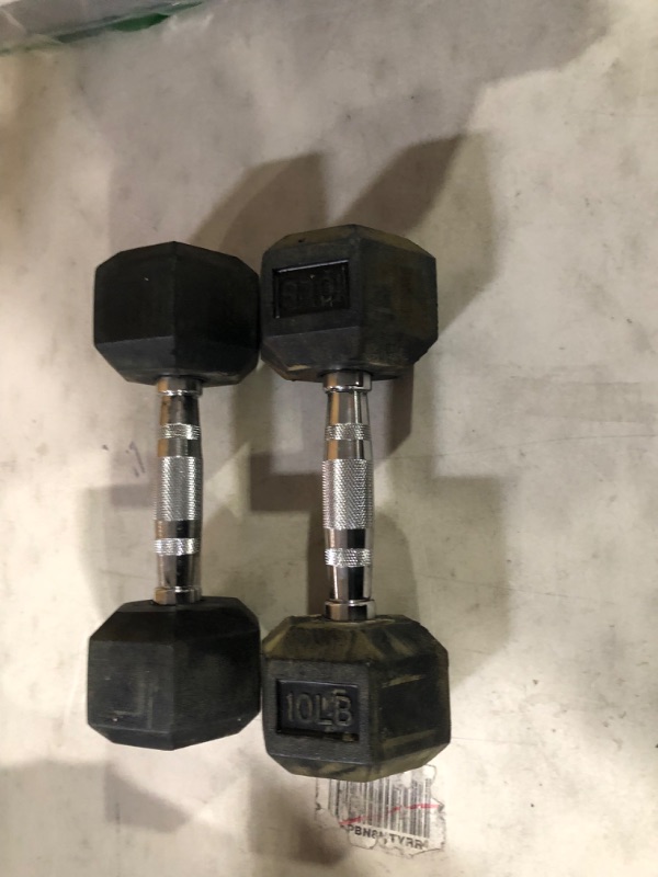 Photo 2 of Balancefrom Rubber Encased Hex Dumbbell in Pairs 10 lbs, pair