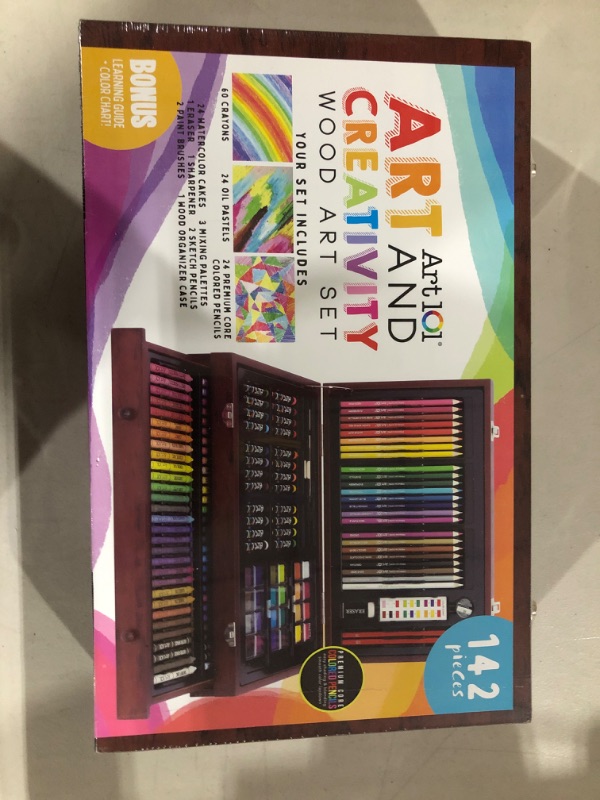 Photo 2 of Art 101 Doodle and Color 142 Pc Art Set in a Wood Carrying Case