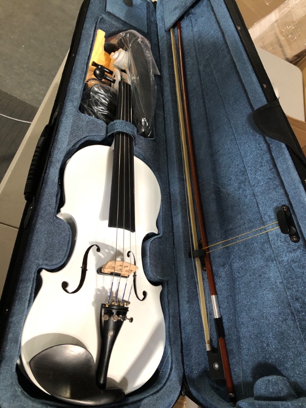 Photo 2 of Cecilio 4/4 CVNAE-White Ebony Fitted Acoustic/Electric Violin in Pearl White(Full Size)