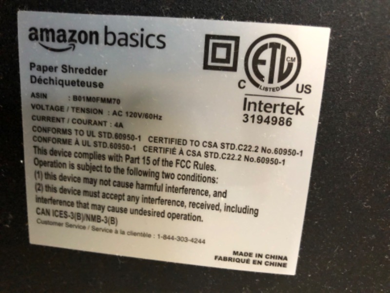 Photo 3 of Amazon Basics 15-Sheet Cross-Cut Paper, CD Credit Card Office Shredder 15 Sheet - original model Shredder