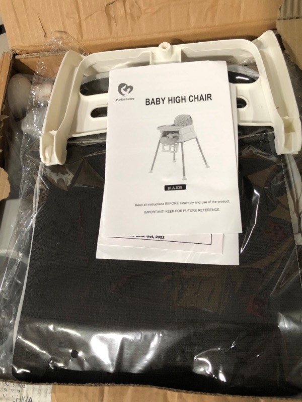 Photo 2 of 3 in 1 Baby High Chair, Bellababy Adjustable Convertible Baby High Chairs for Babies and Toddlers, Compact/Light Weight/Portable/Easy to Clean