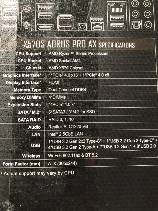 Photo 3 of GIGABYTE X570S AORUS PRO AX (AMD Ryzen 3000/ X570S/ PCIe 4.0/ SATA 6Gb/s/USB 3.1/ ATX/Gaming Motherboard) X570S AORUS PRO AX Bundle X570S