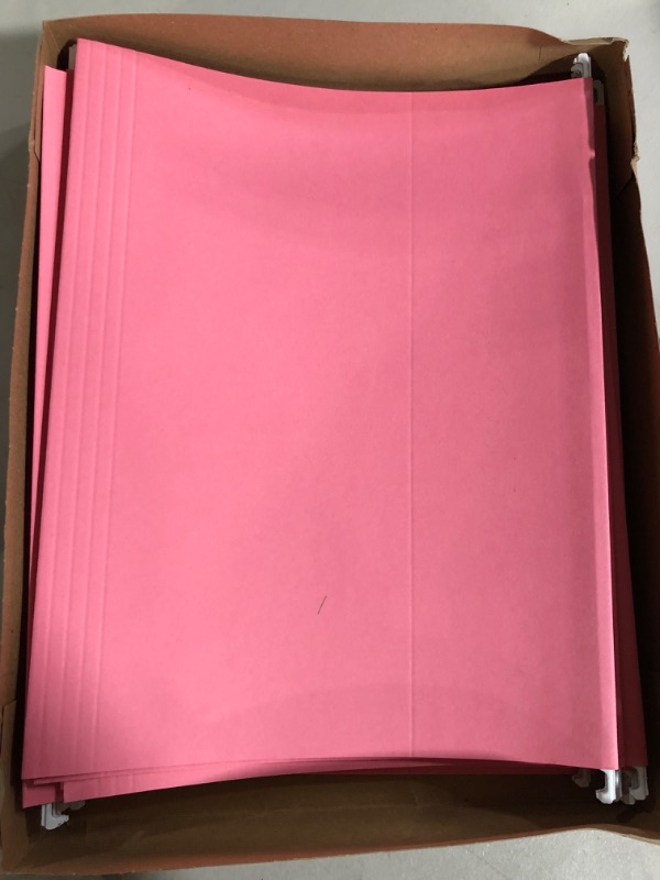 Photo 2 of Smead Hanging File Folders with Interior Pocket, Letter size, Pink , 25 per Box (64429)