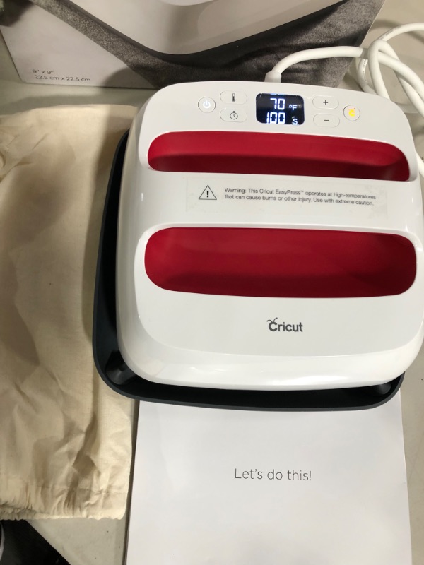 Photo 2 of Cricut EasyPress 2 Heat Press Machine (9 in x 9 in), Ideal for T-Shirts, Tote Bags, Pillows, Aprons & More, Precise Temperature Control, Features Insulated Safety Base & Auto-Off, Raspberry 9x9 EasyPress 2