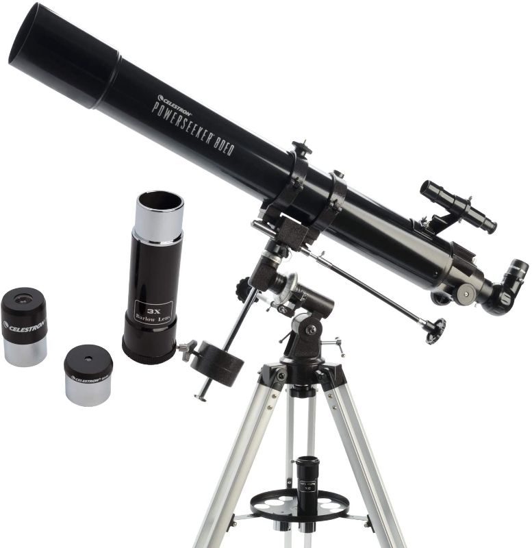 Photo 1 of Celestron - PowerSeeker 80EQ Telescope - Manual German Equatorial Telescope for Beginners