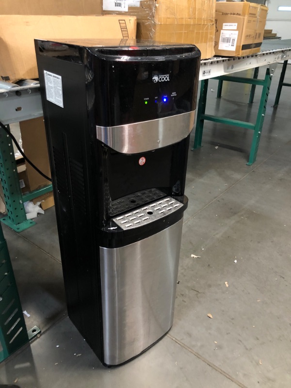 Photo 2 of *PARTS ONLY*
Bottom Loading Water Cooler Dispenser, 3 or 5 Gallon Bottle, Black with Stainless Steel Door & Trim