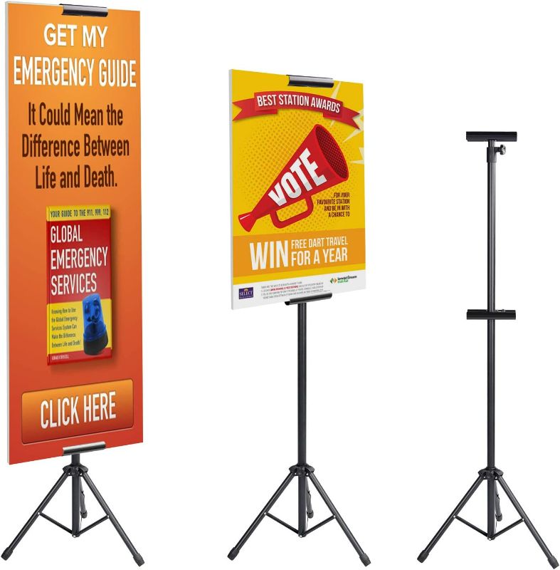 Photo 1 of Klvied Double-Sided Poster Stand, Tripod Poster Stands for Display