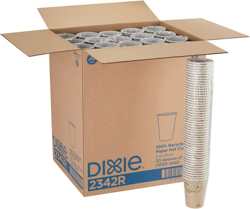 Photo 1 of Dixie® ecosmart® 100% Recycled Fiber Hot Cups, 12 Oz, Brown, 50 Cups Per Pack, Case Of 20 Packs
