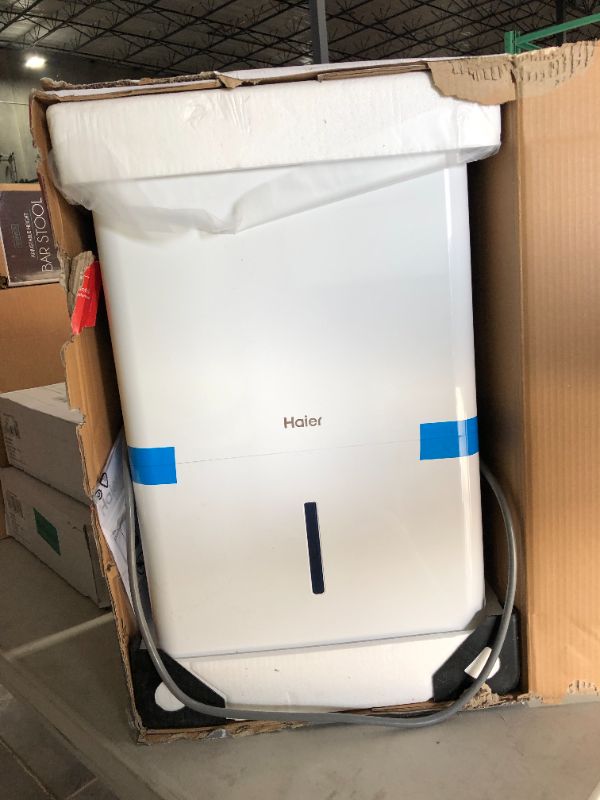 Photo 2 of ***See Note*** Haier 50 Pint Portable Dehumidifier, Perfect for Bedroom, Basement & Garage, Ideal for High Humidity or Wet Areas, Empty Bucket Alarm, Clean Filter Alert & LED Digital Controls, Energy Star, White