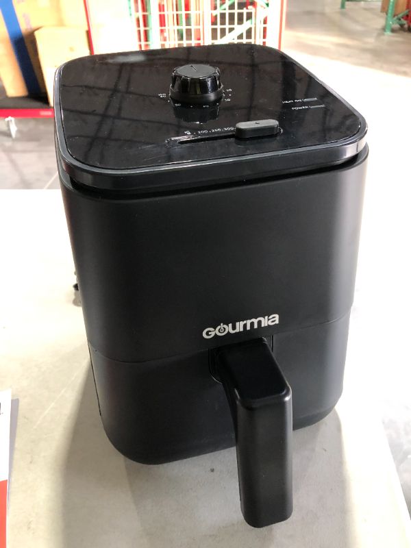 Photo 2 of Gourmia Compact Air Fryer
2-QT. air fryer powered by FryForce 360°- Technology
Fry crispy, delightful food using little or no oil
Features a 60-minute timer which shuts off automatically
Includes dishwasher-safe nonstick basket and crisper tray
A smooth a