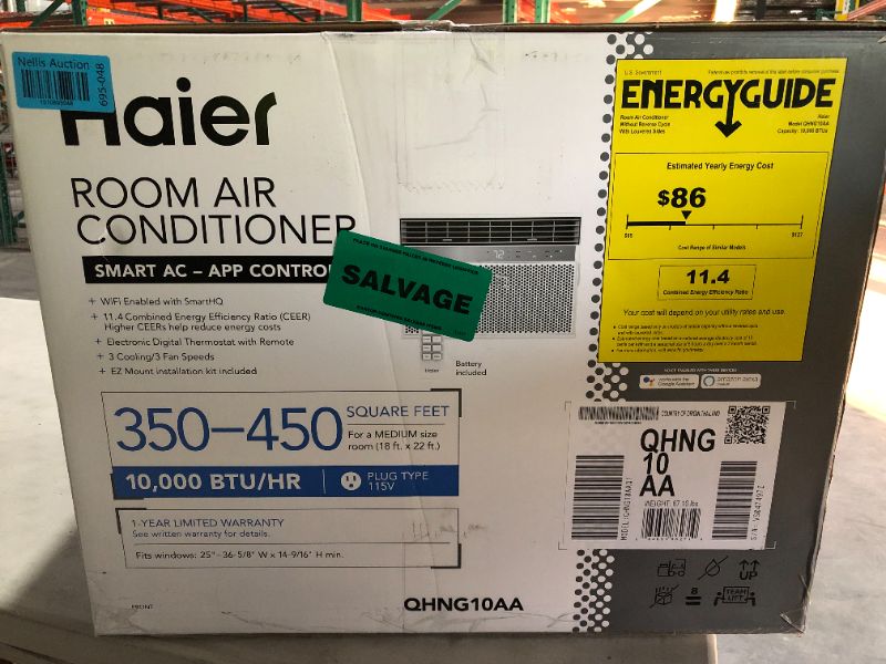 Photo 3 of ***New Factory Sealed*** Haier 10000 BTU 115V Window Air Conditioner with Wi-Fi and Eco Mode for Medium Rooms White QHNG10AA