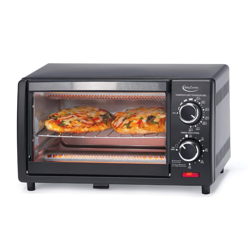 Photo 1 of Betty Crocker Compact Toaster Oven, Pizza Oven with Toast & Bake, 2 Slice Toaster with Top & Bottom Heaters, Kitchen Countertop Oven