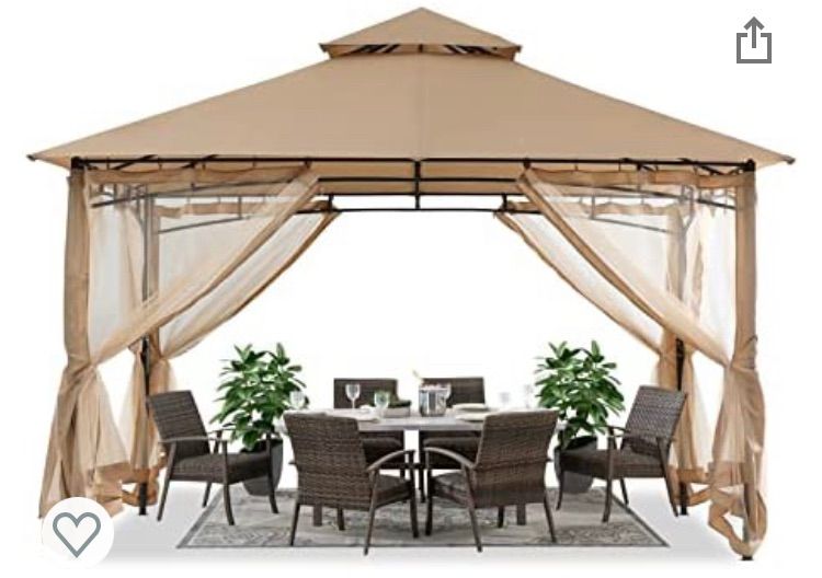 Photo 1 of **Missing Hardware** Sturdy Patio Gazebo 10 Ft x 12 Ft with Mosquito Netting by ABCCANOPY