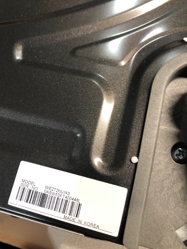 Photo 1 of * DAMAGED * SAMSUNG 27” Wide Laundry Riser Pedestal Stand for 27” Wide Front Load Washer or Dryer, Lifts Machine 6”in Height, WE272NV/A3, Stainless Steel, Brushed Black