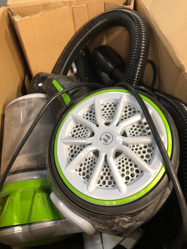 Photo 3 of * USED * Bissell Powergroom Multicyclonic Bagless Canister Vacuum - Corded - 1654, Black / Lime