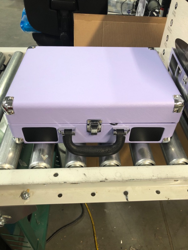 Photo 3 of * NONFUNCTIONAL UNIT * Victrola Vintage 3-Speed Bluetooth Portable Suitcase Record Player with Built-in Speakers | Upgraded Turntable Audio Sound | Lavender (VSC-550BT-LVG) Lavender/Silver Record Player