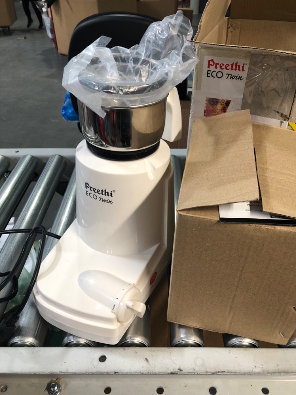 Photo 2 of * NONFUNCTIONAL * Preethi Eco Twin Mixer Grinder, 110 Volt, White, 2 Jar