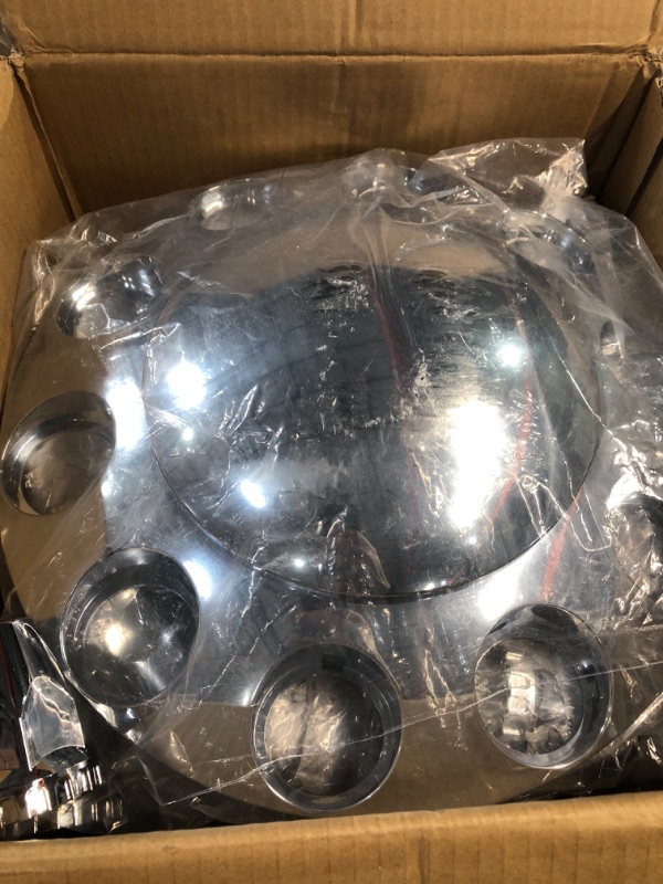 Photo 2 of JIUXI ABS Chrome Plastic Complete Axle Cover Kits with 33mm Thread-on Nut Covers for Semi Trucks in Sets (Spiked)