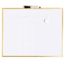 Photo 1 of U Brands 20 in. X 16 in. Gold Aluminum Frame Magnetic Monthly Calendar Dry Erase Board