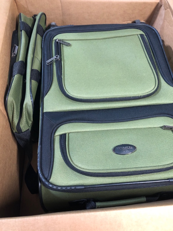 Photo 2 of * USED * U.S. Traveler Rio Rugged Fabric Expandable Carry-on Luggage Set, Green, 4 Wheel