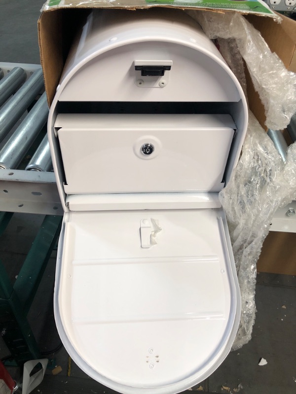 Photo 2 of Gibraltar Mailboxes MLM16KW1 Marshall Locking Post Mount Mailbox, Large, White