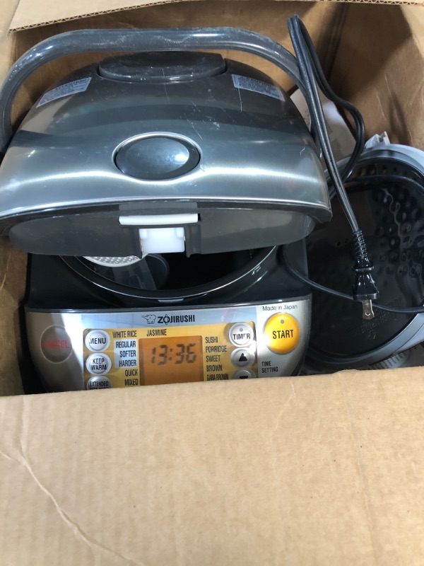 Photo 2 of * NONFUNCTIONAL UNIT * Zojirushi NP-HCC10XH Induction Heating System Rice Cooker and Warmer, 1 L, Stainless Dark Gray Stainless Dark Gray 1 L