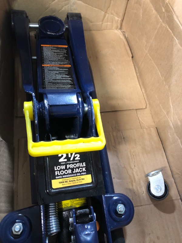 Photo 1 of * DAMAGED * TCE TCET825051 Torin Hydraulic Low Profile Trolley Service/Floor Jack with Single Piston Quick Lift Pump, 2.5 Ton (5,000 lb) Capacity, Blue